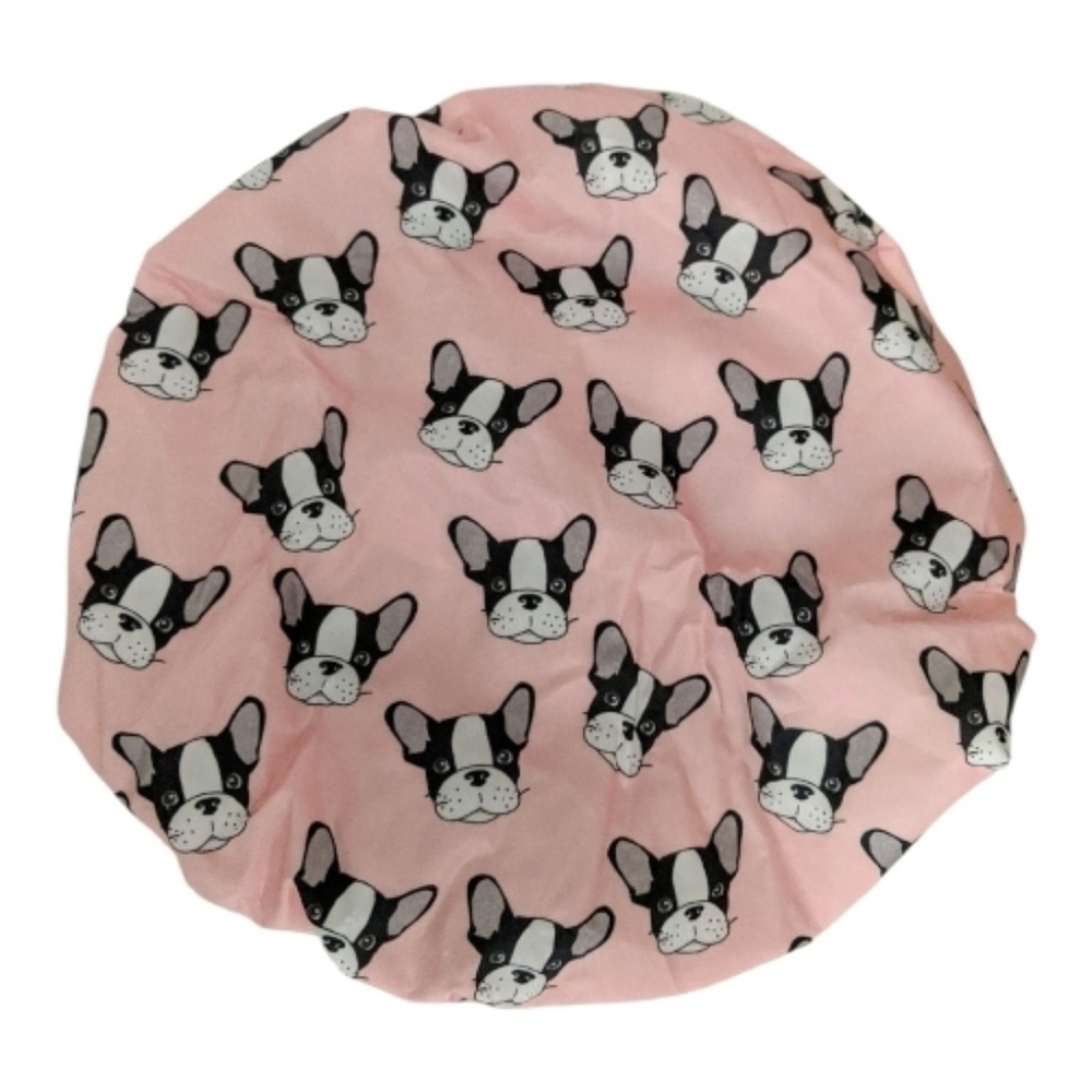 bellabeauty pink black white french bulldog shower cap frenchie boston terrier